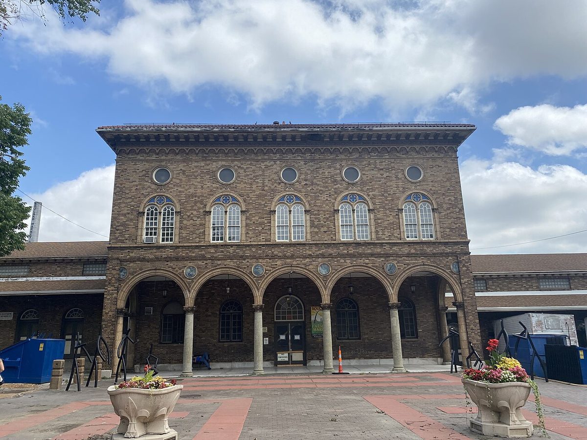 The brick Soulard Farmers Market building with its arched arcade, St. Louis